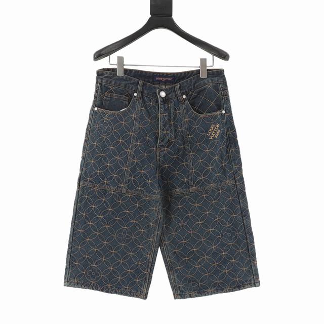 Louis Vuitton X Nigo Lv联名款 圆环全绣工装七分牛仔短裤 原版17600购入，原版材质高订牛仔面料采用480G牛仔布，每一件都必须洗水，采