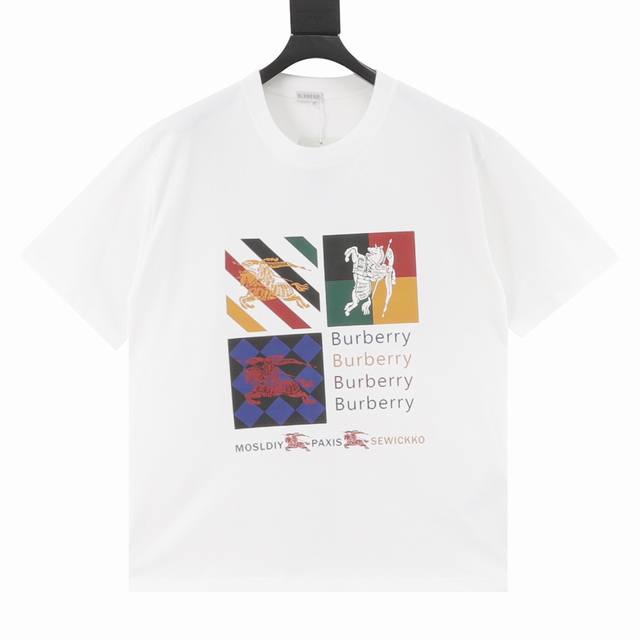 Burberry 巴宝莉 25Ss 方块战马印花短袖 面料采用定制240G 26支特滑双股精棉平纹高密无尘全棉布料。前幅密度加厚，走线平整，代工品质，全套定制辅