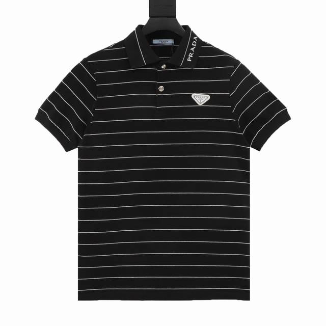 Prada 普拉达 25Ss 三角标条纹Polo短袖 Size:S-Xl