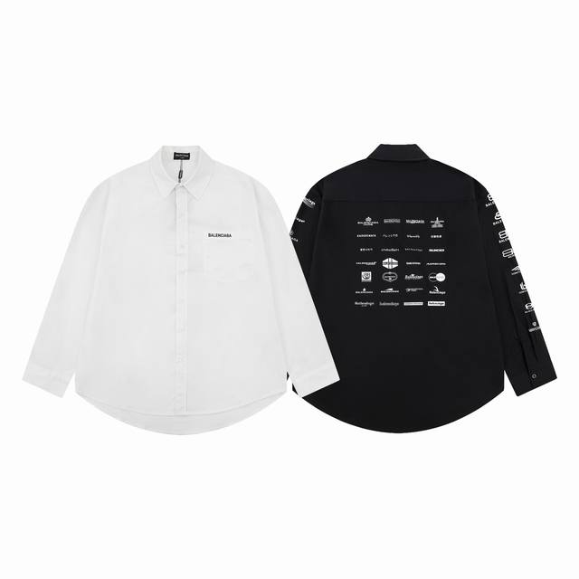 款号C0100 Balenciaga巴黎世家 23Ss Newyear系列新款满印品牌标志Logo印花长袖衬衫 采用数码直喷 涂鸦泼墨印花效果更好更呈现立体感