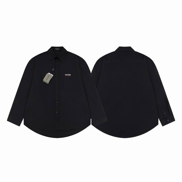 款号C114 Balenciaga 巴黎世家经典款可乐海浪刺绣长袖衬衫 经典永不过时低调百搭 胸前小海浪刺绣点睛之笔 日常通勤 正式场所都可穿搭 一件搞定 客供