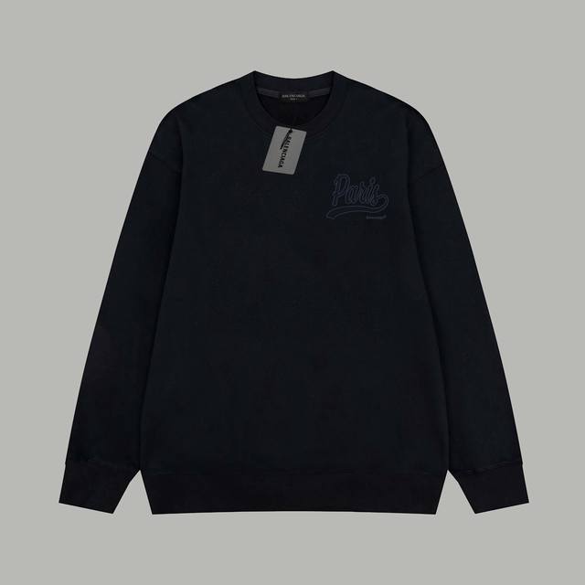 Balenciaga 巴黎世家 官网同款 经典城市Paris字母Logo 印花毛圈长袖卫衣 - 420G重磅毛圈版本 百分百纯棉独家出货 定染硫化黑无尘处理面料