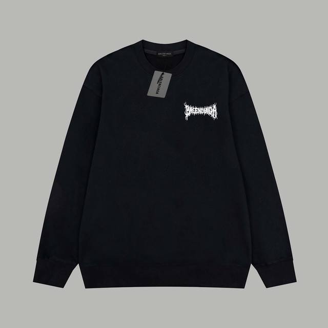 Balenciaga 巴黎世家 官网同款 经典涂鸦火焰Logo字母 印花毛圈长袖卫衣 - 420G重磅毛圈版本 百分百纯棉独家出货 定染硫化黑无尘处理面料 -面