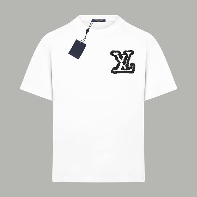 Louis Vuitton 路易斯威登 官网同款 经典涂鸦Logo 印花双纱纯棉短袖 - 280G双纱纯棉顶级面料 手感柔软 百分百纯棉独家出货 定染硫化黑无尘