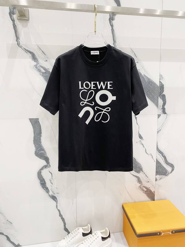 Loewe 罗意威 320克圆领短袖T恤 走秀款个性前后字母Logo印花标识 官方同步 1:1原版开模 时尚个性 百搭潮流 纯原品质 原版洗水面料 吊牌 领标