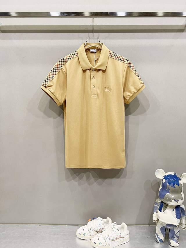Burberry 巴宝莉 翻领Polo衫 格纹拼接手袖战马微标刺绣Logo标识 官方同步 商务首选 时尚个性 百搭潮流 纯原品质 原版面料 吊牌 领标 水洗麦
