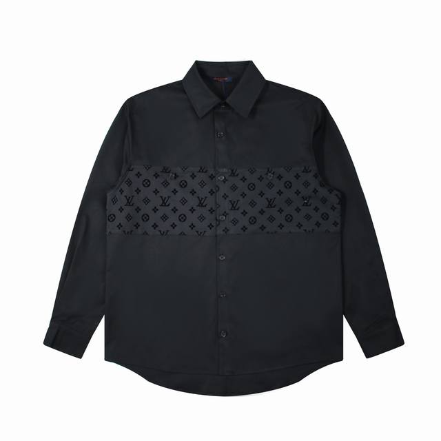 上新 Louis Vuitton 路易威登 Ss 植绒工装衬衫外套 - 胸前贴布植绒印花 - 定制Logo纽扣 - 纯色系 版型利落 颜色:黑色 尺码:S-Xl