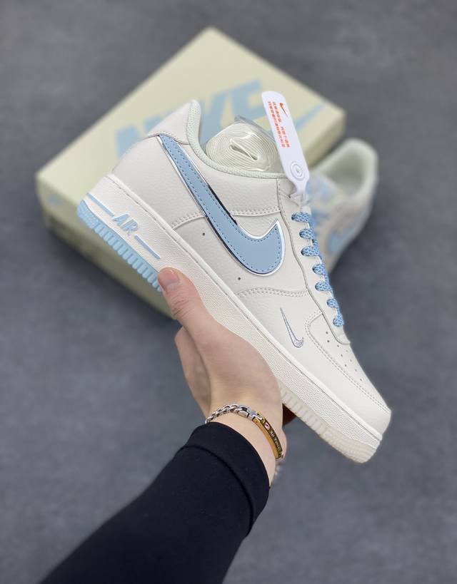 官方爆款定制 公司级Nike Air Force 1 Low 冰蓝双色底 满天星空军一号低帮休闲板鞋 3M反光 水晶大底 定制鞋盒 原楦头原纸板 纯正空军版型