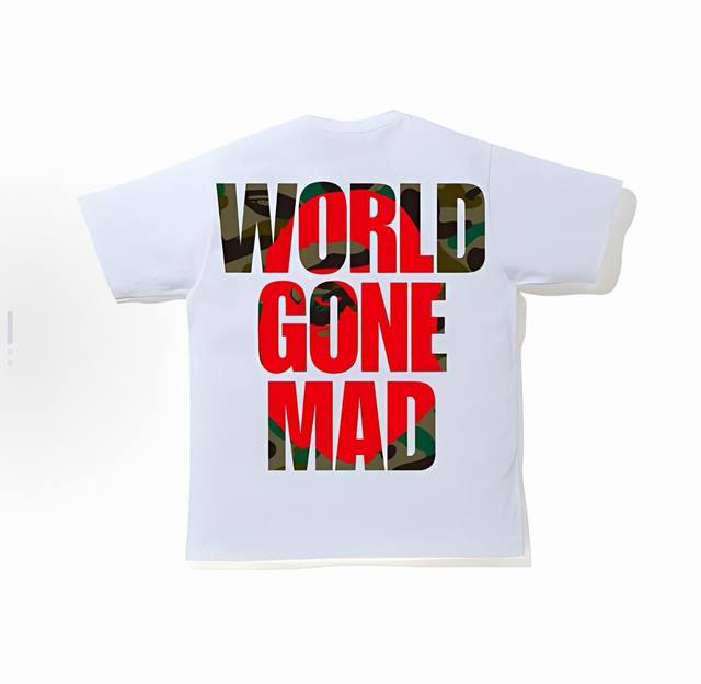 001253款Bape 1St Camo Wgm Aap Head Overlap Tee 背部猿人重叠字母印花短袖T恤 男女同款 码数Smlxlxxl 黑绿迷