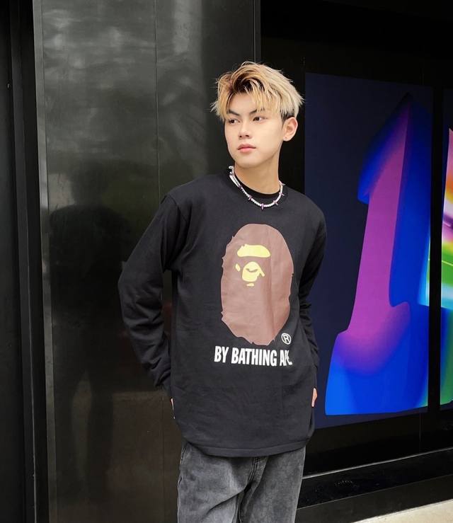 00309款A Bathing Ape 猿人头字母印花长袖T恤 男女同款 码数Smlxlxxl 黑色白色