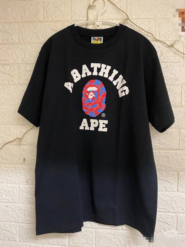 00183款Bape Stroke Camo College Tee 圆领Logo印花短袖T恤 男女同款 码数Smlxlxxl 黑红，白红，黑黑，白黑
