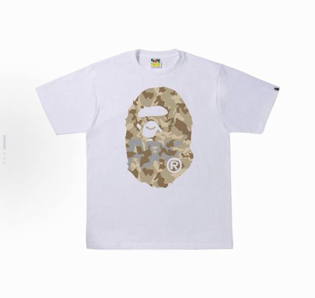 001241款Bape Sand Camo Big Ape Head Tee 沙漠迷彩大猿人印花短袖T恤 男女同款 码数Smlxlxxl 黑黄，白黄，黑蓝，白蓝