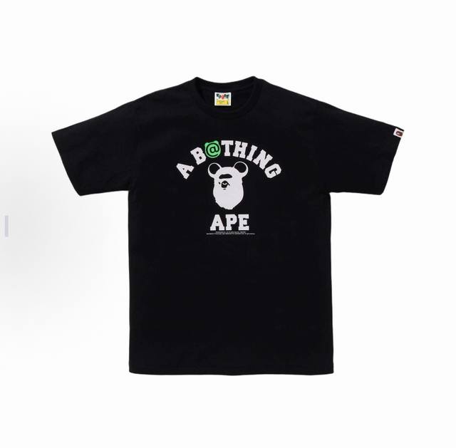 001197款A Bathing Ape X Medicom Toy 联名款 Fw24 徽标Logo印花短袖T恤 男女同款 男女同款 码数Smlxlxxl 黑色