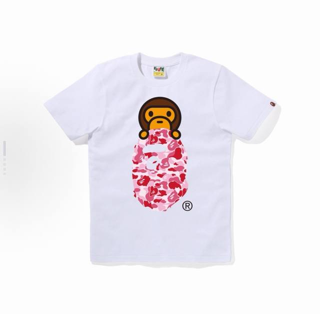 001191款A Bathing Ape Fw24 迷彩猿人卡通短袖 T恤 男女同款 码数Smlxlxxl 黑绿，黑蓝，黑粉，白绿，白蓝，白粉