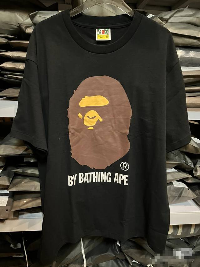 001113款A Bathing Ape 猿人头系列 字母图案印花圆领短袖T恤 男女同款 码数Smlxlxxl 黑色白色