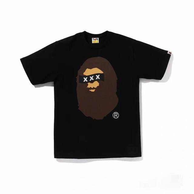 001097款A Bathing Ape X God Selection Xxx 联名款 Ss24 图案印花休闲圆领短袖T恤 男女同款 码数Smlxlxxl 黑