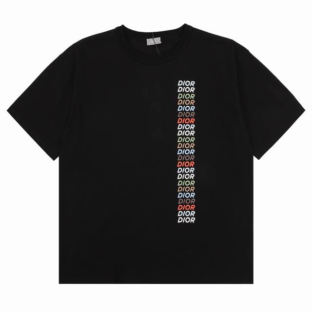 Dior 迪奥 彩色斜字圆领短袖 Size：S-L