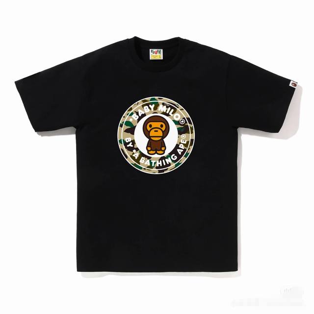 001104款Bape Ss25 1St Camo系列 小猴子印花图案圆领短袖T恤 男女同款 码数Since 黑绿，黑黄，黑灰，白绿，白黄，白灰