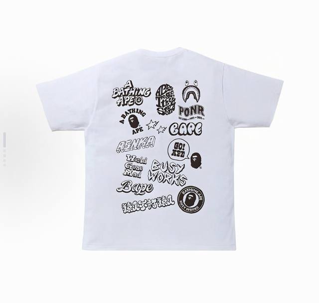 001077款A Bathing Ape Bape Bicolor Bape Graffiti Tee 双色后背涂鸦印花圆领短袖T恤 男女同款 码数Smlxlx