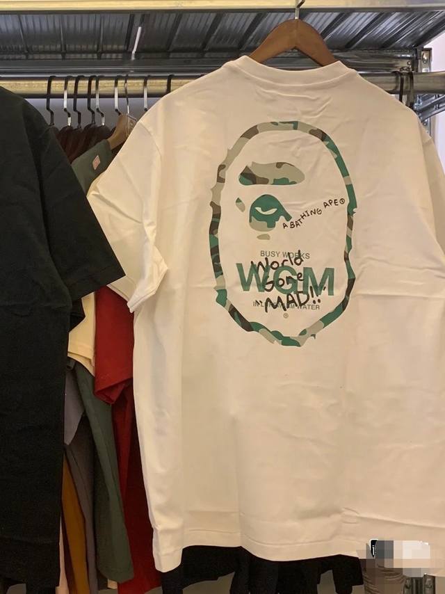 001082款A Bathing Ape Ss23 Woodland Camo Wgm Ape Head Tee 猿人印花休闲T恤 男女同款 码数Smlxlxx