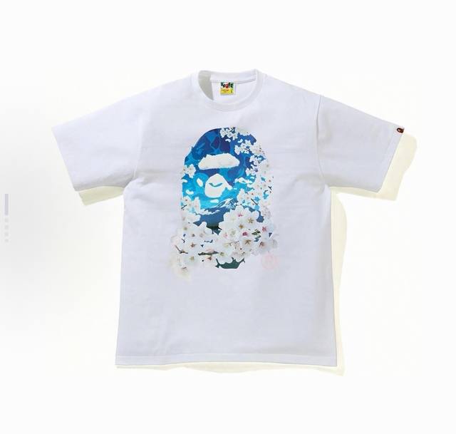 001078款A Bathing Ape 樱花光电猿头短袖T恤 男女同款 码数Smlxlxxl 黑色白色