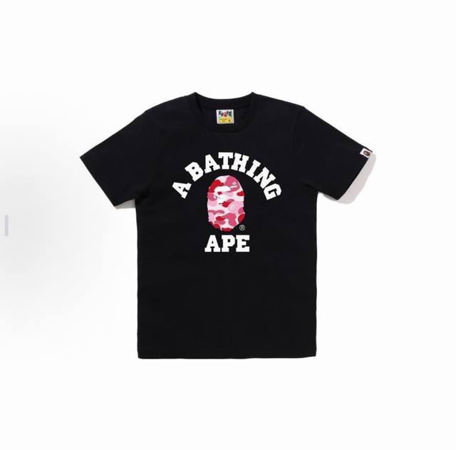 00113款A Bathing Ape Abc Camo College Tee Ss23 胸处图案印花圆领短袖T恤 男女同款 码数Smlxlxxl 黑蓝，白蓝