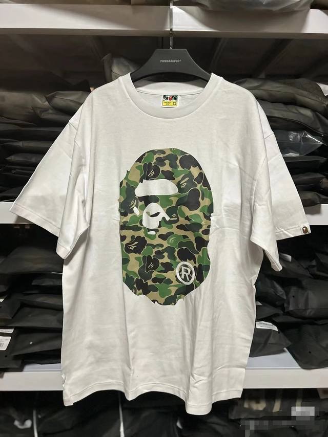 00103款A Bathing Ape 猿人头系列 迷彩大猿人头印花短袖T恤 男女同款 码数Smlxlxxl 黑绿迷彩，白绿迷彩