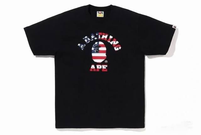 00151款高品质纯棉260克面料，Bape猿人头数码直喷印花短袖T恤衫，三标齐全，男女同款，宽松大版型，码数S：Mlxlxxl，颜色：黑色，白色