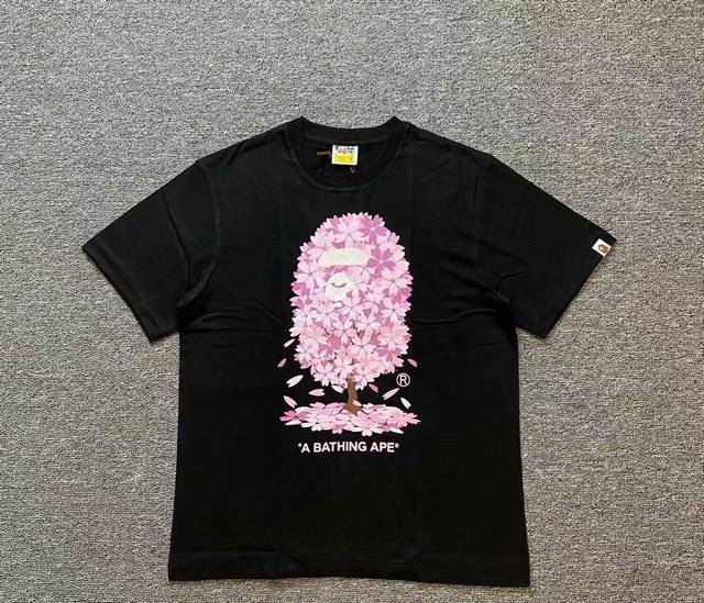 00121款A Bathing Ape Ss21 樱花猿人印花短袖T恤 男女同款 码数Smlxlxxl 黑色白色