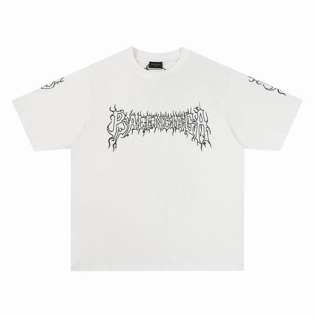 特价 Balenciaga 巴黎世家24Ss黑暗波浪Dark Wave前后印花短袖T恤 -定制250G全棉双纱紧密爽滑面料，布面干净，布纹清晰，手感非常细腻扎实