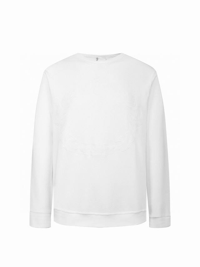 特价 白色S M L -Burberry巴宝莉经典官网款徽章叶子高密度刺绣圆领卫衣 男女同款 -采用Zp定制定染原版博麟450G面料 螺纹同缸定染零色差 全套辅
