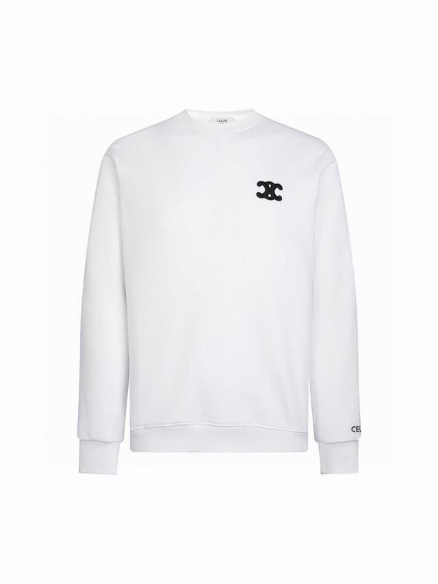 特价 白色 L7 Xl 8 -Celine经典官网款 凯旋门凹凸高密度刺绣圆领卫衣 男女同款 -采用Zp定制定染原版450G博麟面料 螺纹同缸定染零色差 全套辅