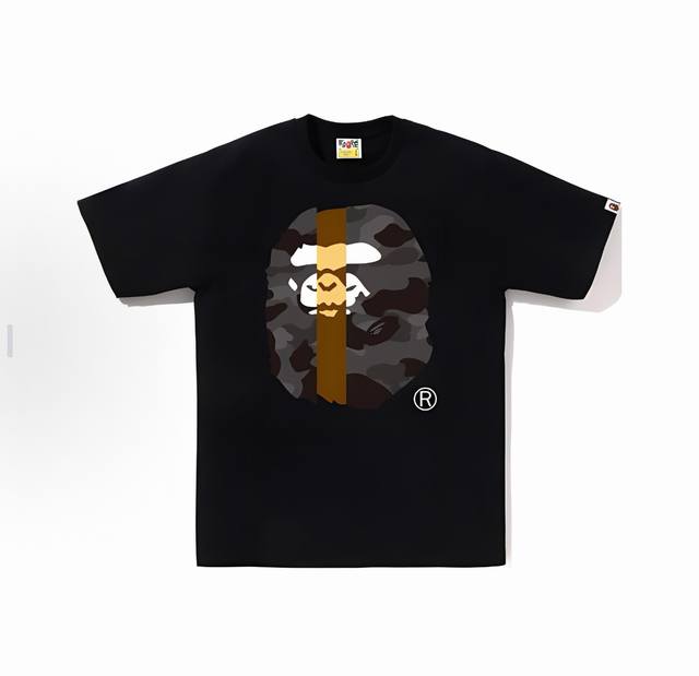 00173款A Bathing Ape Fw24 迷彩猿人拼接印花短袖T恤 男女同款 码数Smlxlxxl 黑灰，白灰，黑蓝，白蓝，黑紫，白紫，黑红，白红