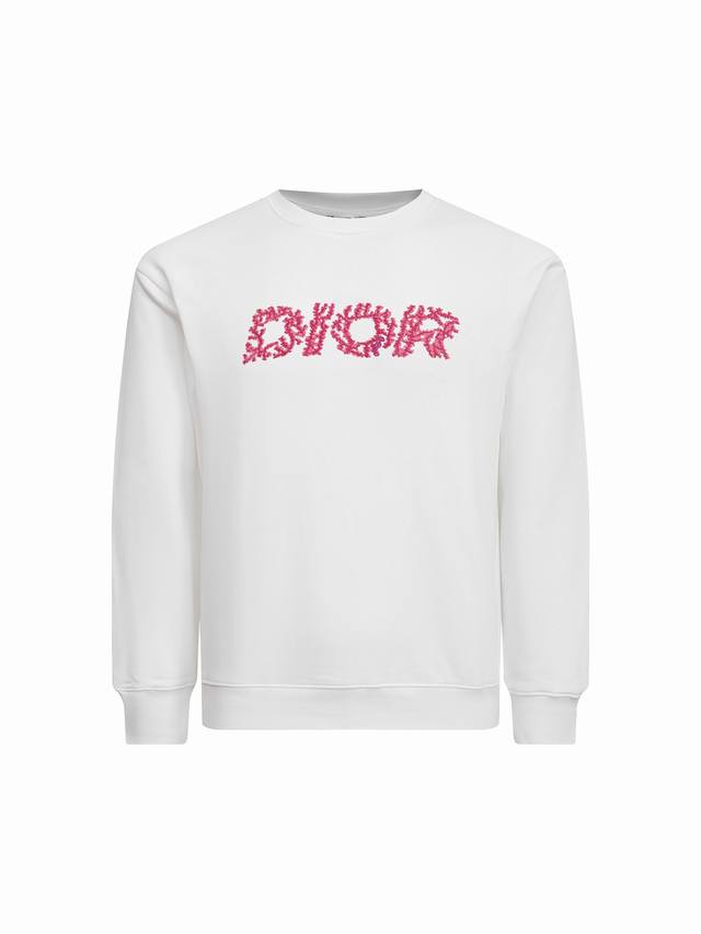 特价 白色Xs S -Dior迪奥经典官网款 Logo精工刺绣圆领卫衣 男女同款 -独家款 采用原版对版定织定染480G面料 螺纹加厚同缸定染零色差 独家品质区
