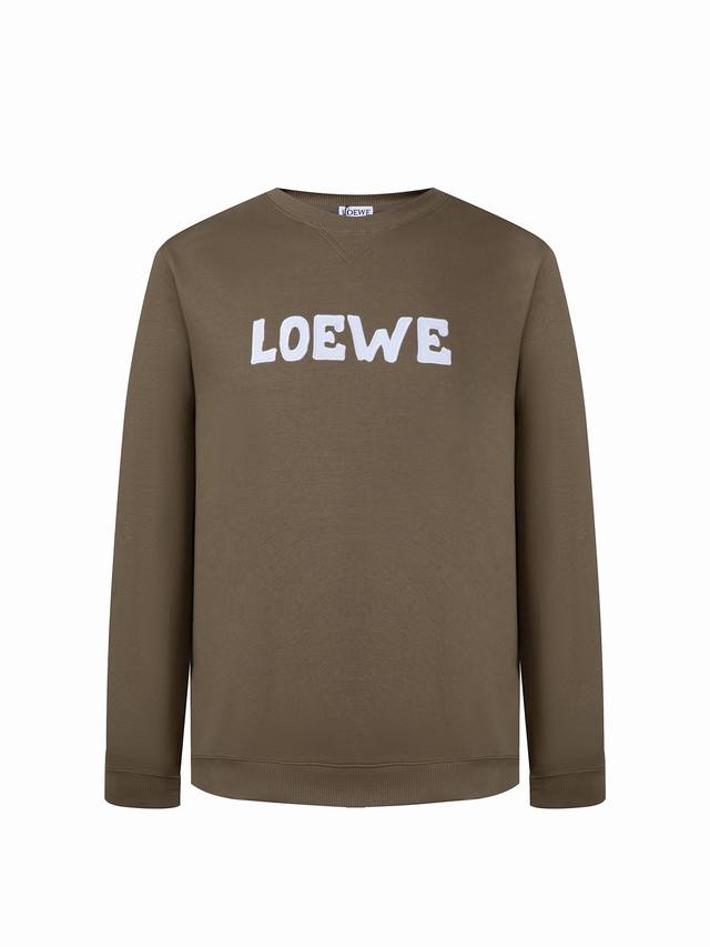 特价 Zp版本 绿色 S -Loewe罗意威经典官网款字母绣花 磨毛圆领卫衣 男女同款 -采用Zp定制定染原版450G毛圈全棉磨毛面料 螺纹同缸定染零色差 全套