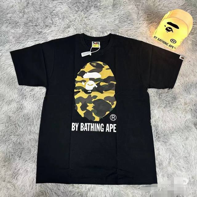 00129款Bape 1St Camo By Bathing Tee 迷彩猿人头印花短袖T恤 男女同款 码数Smlxlxxl 黑绿迷彩，黑黄迷彩，白绿迷彩，白黄