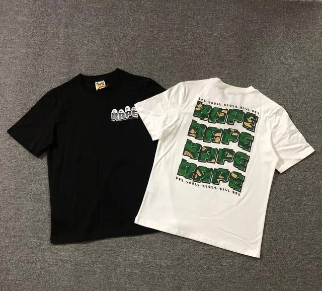 00190款A Bathing Ape Fw22 印刷剪影短袖T恤 男女同款 码数Smlxlxxl 黑色白色