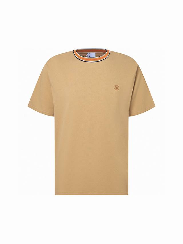 特价 Zp版本 码数 S M L Xl -Bur巴宝莉经典款 领口拼接撞色 胸前Tb字母立体绣花短袖T恤 男女同款 -采用原版洗水后300G定制全棉定制定染双纱