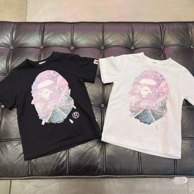 00166款A Bathing Ape Bape Sakura Photo Ape Head Tee 樱花限定 樱吹雪植物印花短袖T恤 男女同款 码数Smlxl