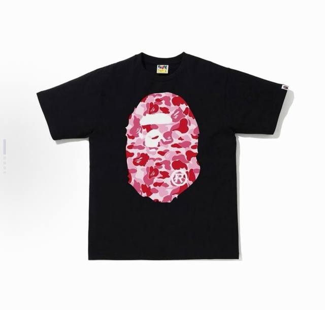 00103款A Bathing Ape 猿人头系列 迷彩大猿人头印花短袖T恤 男女同款 码数Smlxlxxl 黑粉迷彩，白粉迷彩