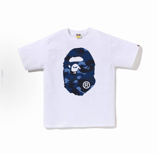 00103款A Bathing Ape 猿人头系列 猿人头字母印花短袖T恤 男女同款 码数Smlxlxxl 白蓝，黑蓝