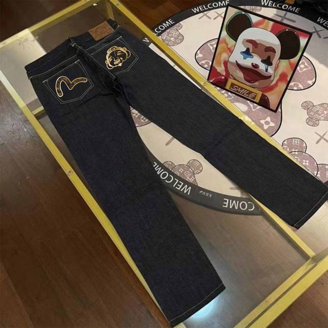 Evisu福神牛仔裤 新款小海鸥佛头印花直筒百搭休闲裤子 码数29 30.31.32.33.34.36.38