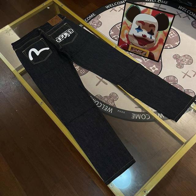 Evisu福神牛仔裤 夏季新款男士玩乐佛头印花直筒百搭休闲裤子 码数29 30.31.32.33.34.36.38