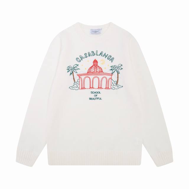 Casablanca 25年春夏新款拼色长袖针织外套毛衣 颜色：白色 码数:M L Xl Xxl