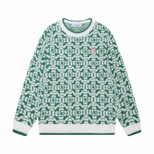 Casablanca 25年春夏新款拼色长袖针织外套 颜色：绿色 码数:M L Xl Xxl