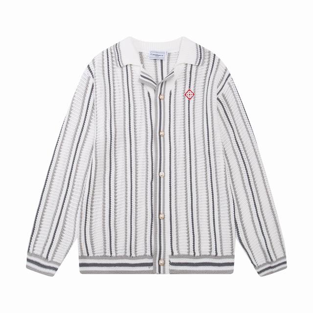 Casablanca 25年春夏新款拼色长袖针织外套 颜色：灰色 码数:M L Xl Xxl