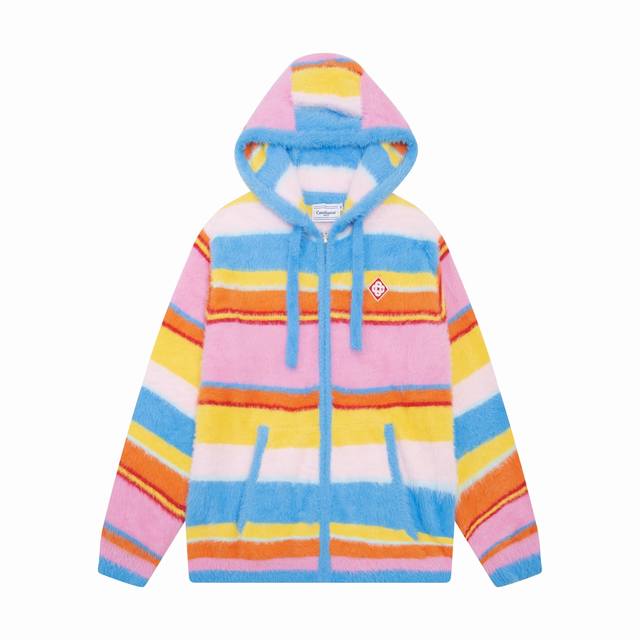 Casablanca 彩色连帽 25年春夏新款拼色长袖针织外套 颜色：彩色 码数:M L Xl Xxl