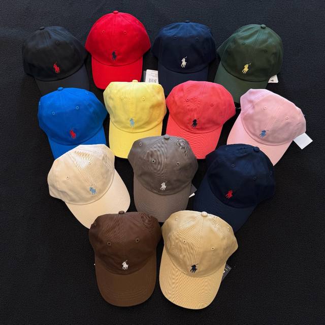 R00 Ralph Lauren拉夫劳伦十三色水洗小马户外弯檐鸭舌棒球帽 随意去比对 一个帽子一个码 都可以扫码验证 颜色: 黑色 红色 藏青白标 橄榄绿 蓝色