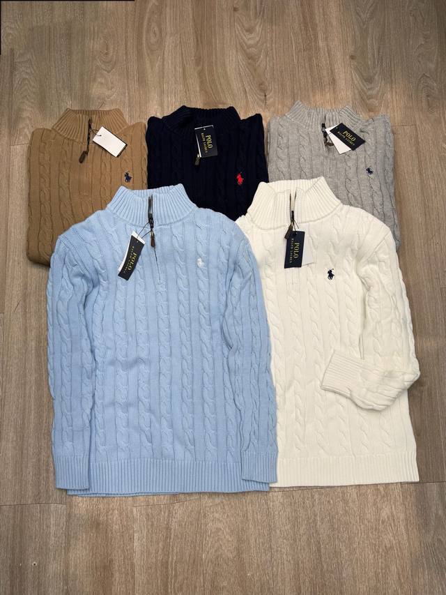 L04#Ralph Lauren拉夫劳伦 美国高端品牌新款圆领开衫长袖毛衣 现货 专注品质随意对比 Size：Xs S M L 颜色：卡其 藏蓝 灰色 蓝色 白