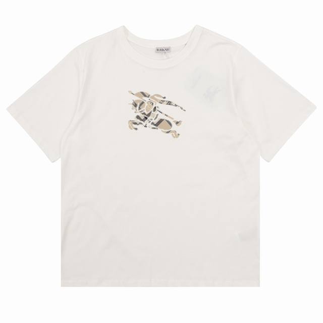 Burberry 巴宝莉 格纹战马圆领短袖 Size：S-L